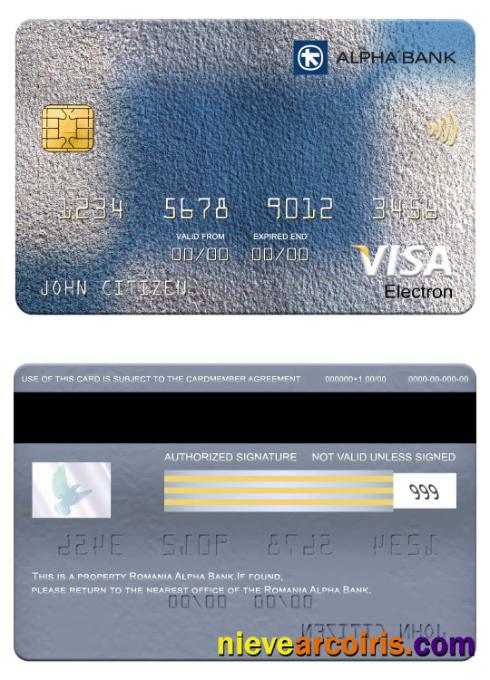 Romania Alpha Bank visa electron card